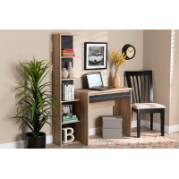 Baxton Studio MHCT2032-OakBlack-Desk Baxton Studio Levi Modern and Contemporary Two-Tone Black and Oak Brown Finished Wood Desk with Shelves